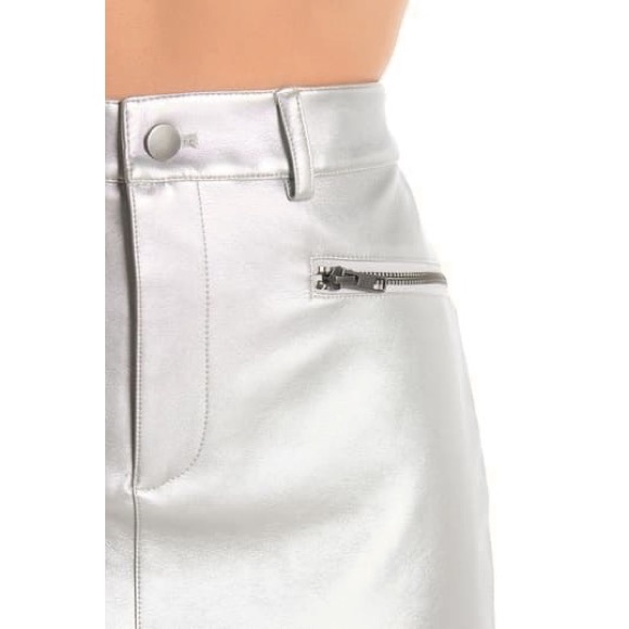 NWT Rebecca Minkoff Metallic Faux Leather Skirt - Picture 8 of 13